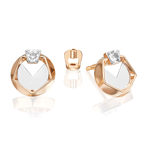 

Серьги пусеты из красного золота/белого золота PLATINA jewelry 02-5042-00, топаз, 02-5042-00