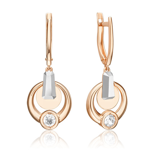 

Серьги подвески из красного золота/белого золота PLATINA jewelry 02-5039-00, топаз, 02-5039-00