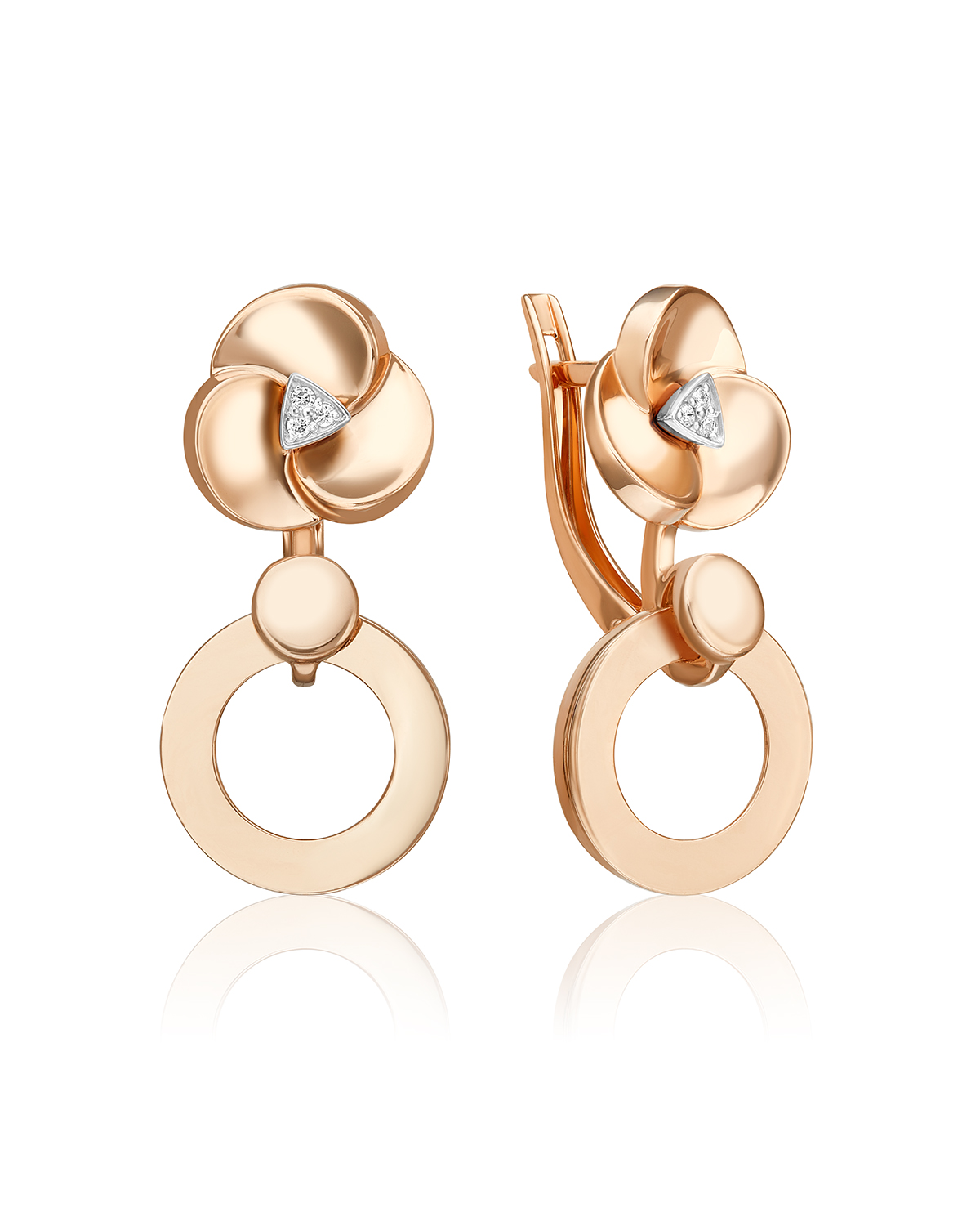 

Серьги подвески из красного золота/белого золота PLATINA jewelry 02-5014-00, бриллиант, 02-5014-00