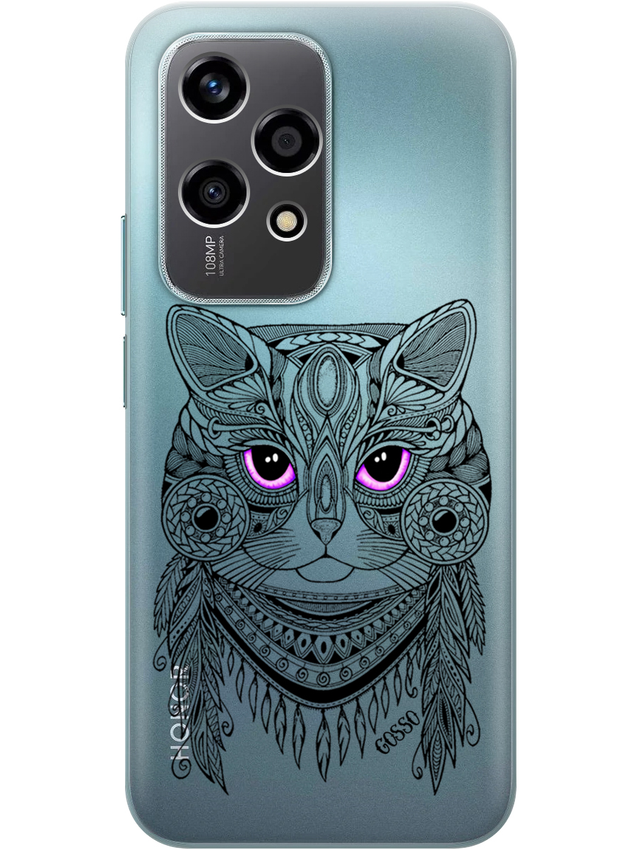 

Силиконовый чехол на Honor 200 lite с принтом "Розовоглазая кошка" прозрачный, Прозрачный;фиолетовый;черный, 783979012