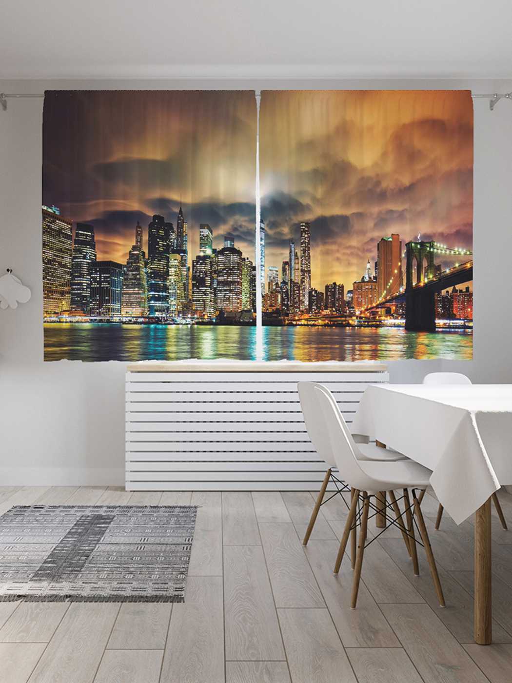 фото Классические шторы joyarty "городское зеркало", серия oxford delux, 2 полотна 145x180 см