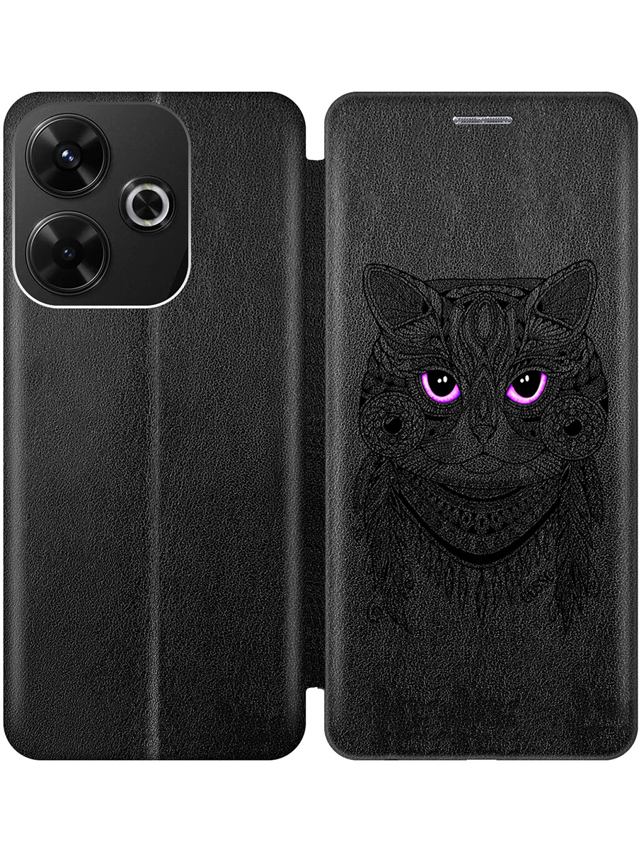 

Чехол-книжка на Xiaomi Redmi 13 / Redmi Note 13R, Poco M6 4g с принтом черный 811730, Черный;прозрачный;фиолетовый, 783988612