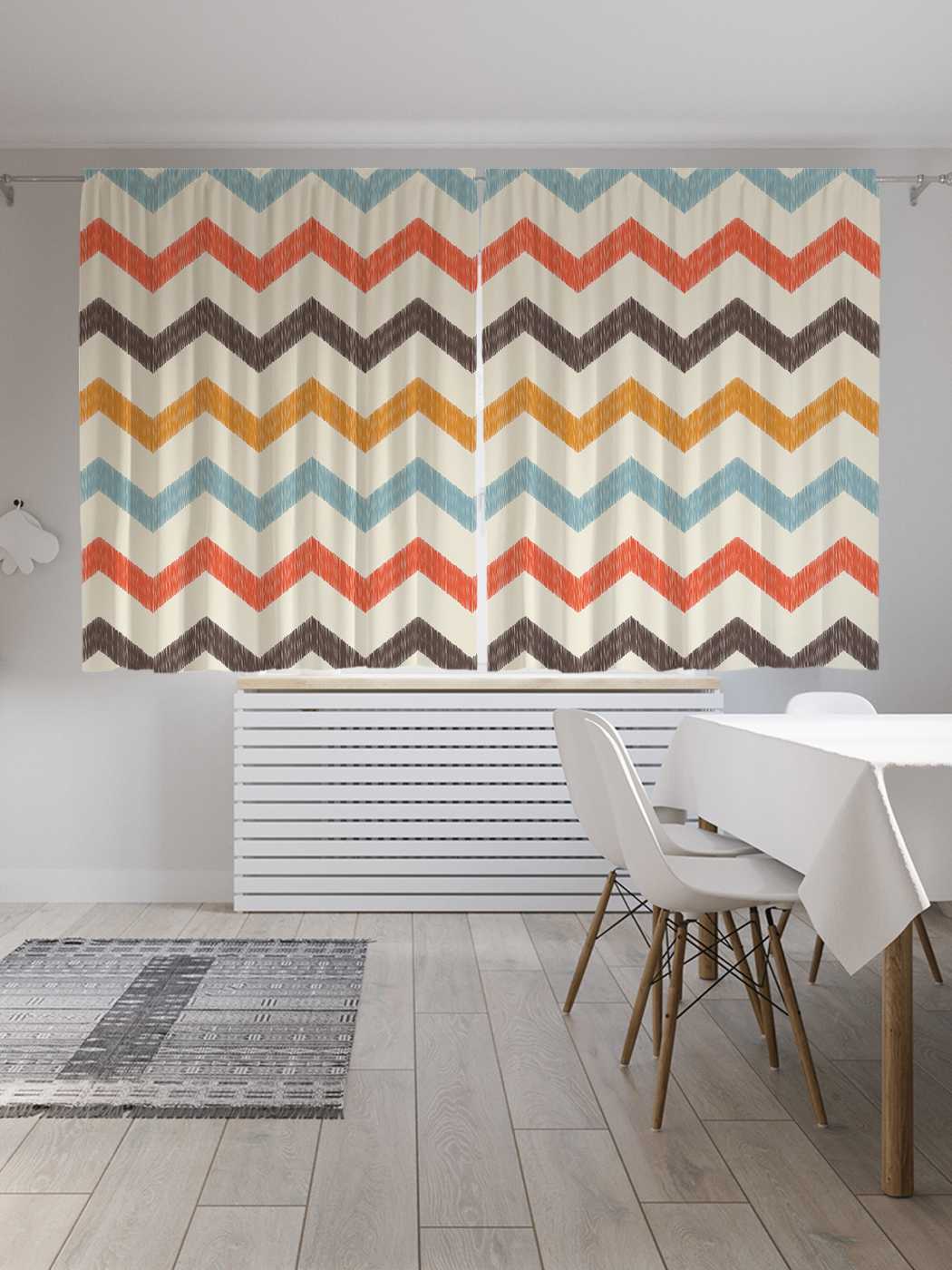 

Классические шторы JoyArty "Цветные зигзаги", серия Oxford DeLux, 2 полотна 145x180 см, Цветные зигзаги