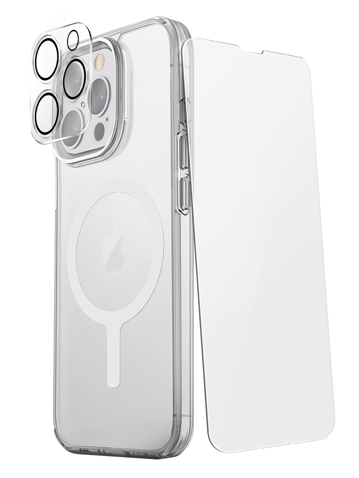

Чехол Uniq для iPhone 15 Pro Max с MagSafe в комлекте стекло и стекло для камеры Clear, Прозрачный