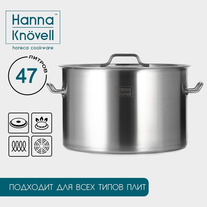 Кастрюля Hanna Knvell 9930921 с крышкой, 47л, d45 см,