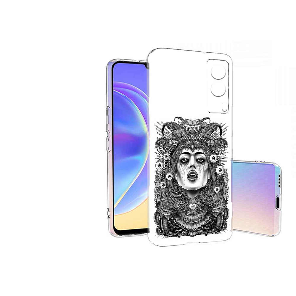 

Чехол MyPads Tocco для Vivo V21E портрет девушки черно белый (PT161736.380.551), Прозрачный, Tocco
