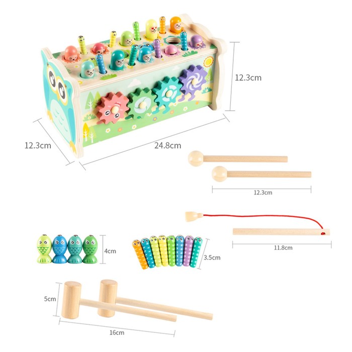 фото Логический центр 4 в 1 «рыбалка, стучалка, металлофон, крутилка» 12,5х12,5х24,5 см nobrand
