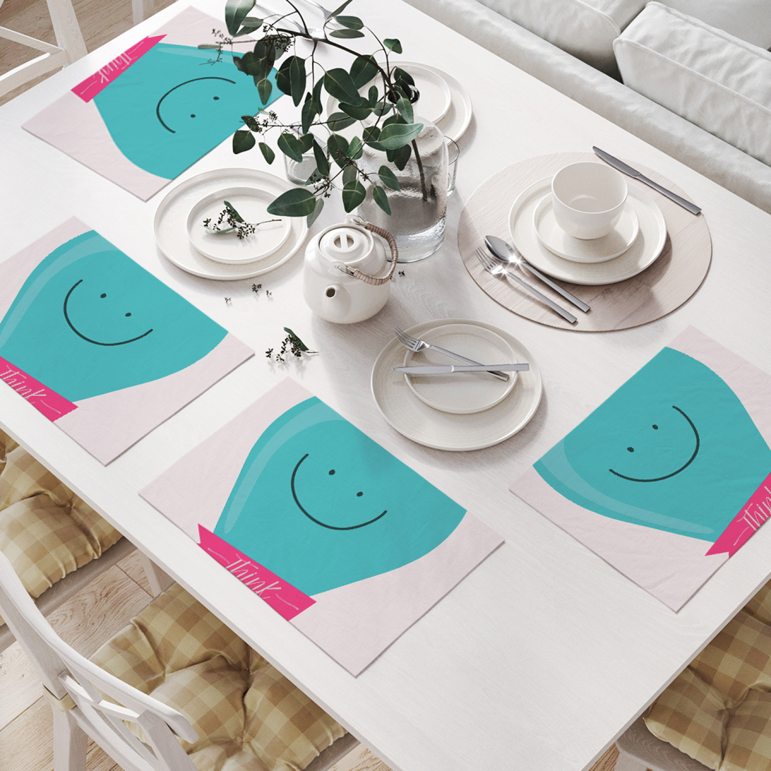 

Комплект салфеток JoyArty "Думай позитивно" (32х46 см, 4 шт.), Голубой, Думай позитивно