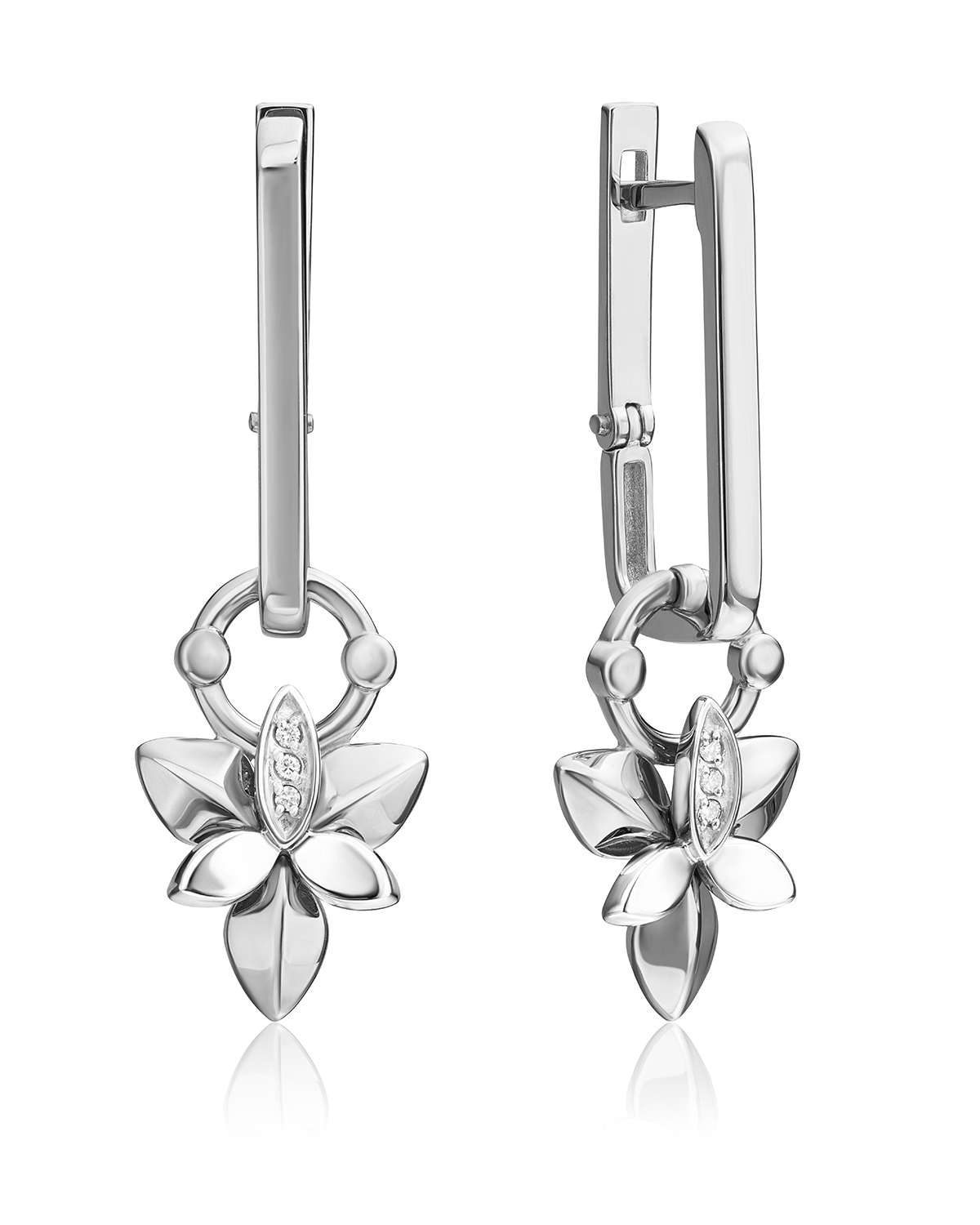 

Серьги подвески из белого золота PLATINA jewelry 02-4994-00, бриллиант, 02-4994-00