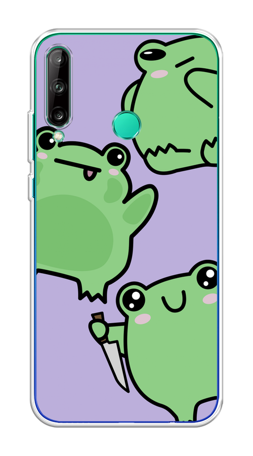 

Чехол на Honor 9C/Huawei P40 Lite E/Y7p "Опасные лягушата", Фиолетовый;зеленый;черный, 612450-1