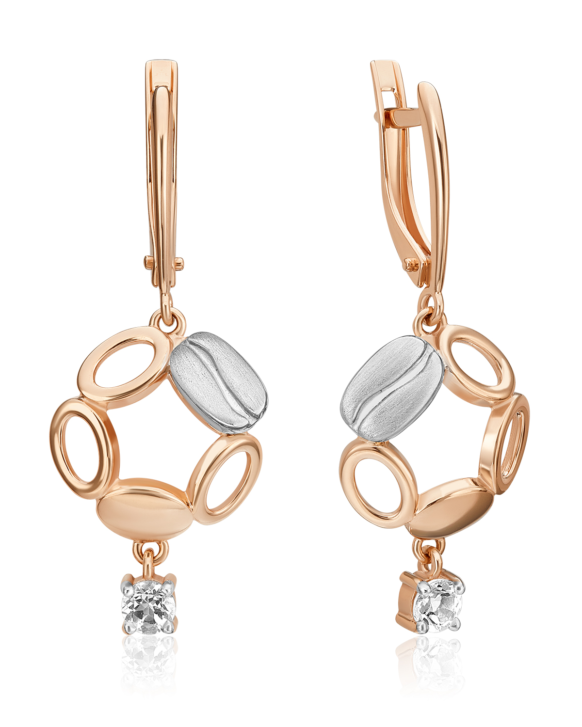 

Серьги подвески из красного золота/белого золота PLATINA jewelry 02-4912-01, топаз, 02-4912-01