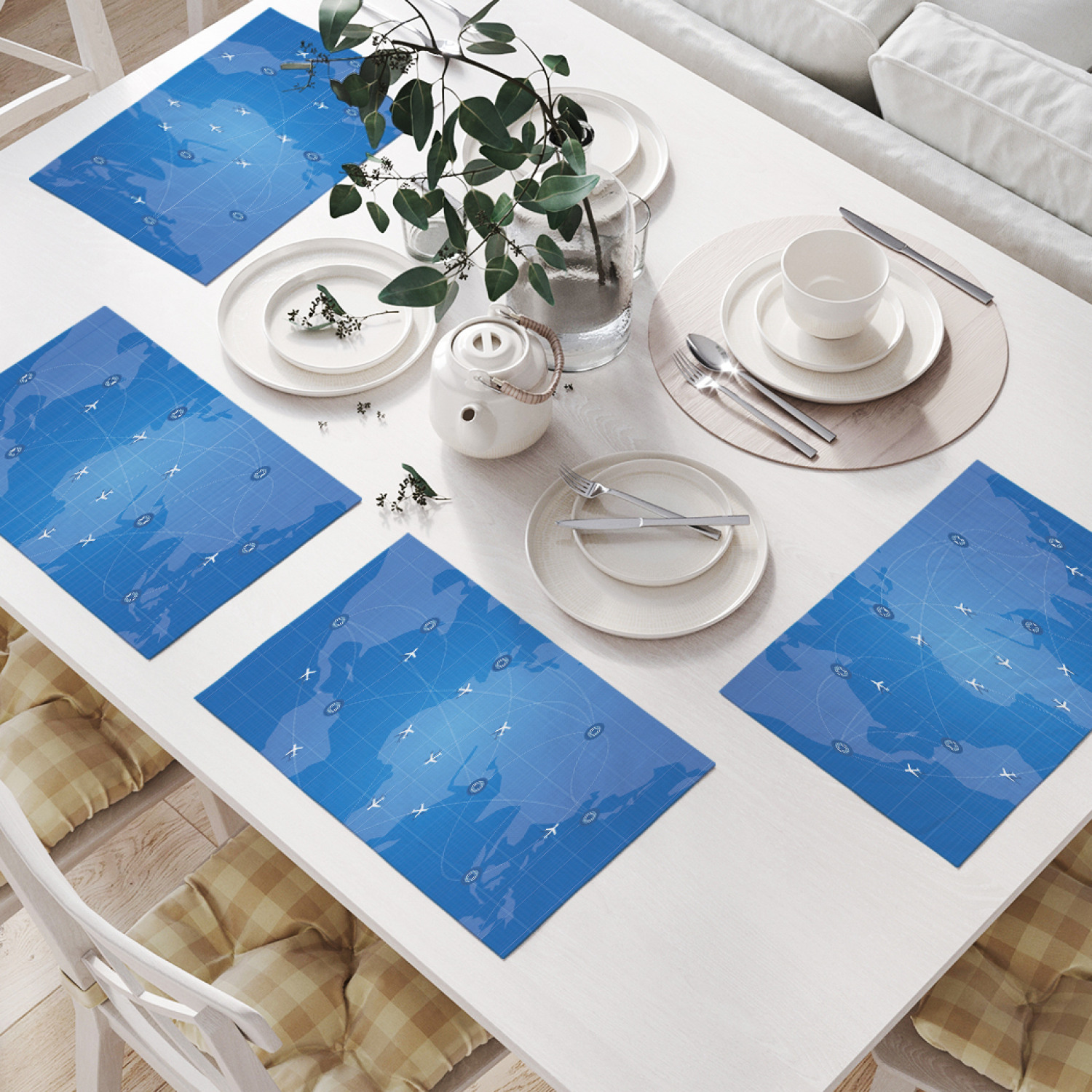 

Комплект салфеток JoyArty "Карта полетов" (32х46 см, 4 шт.), Синий, Карта полетов