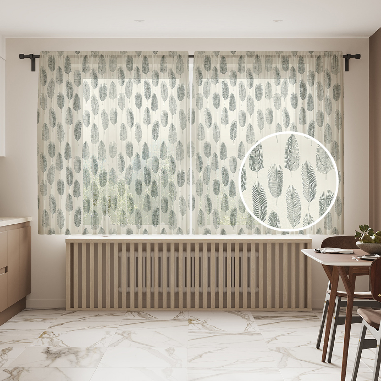 

Фототюль JoyArty "Графические листья тропиков" 145x180см (2 полотна с лентой + 50 крючков), Графические листья тропиков