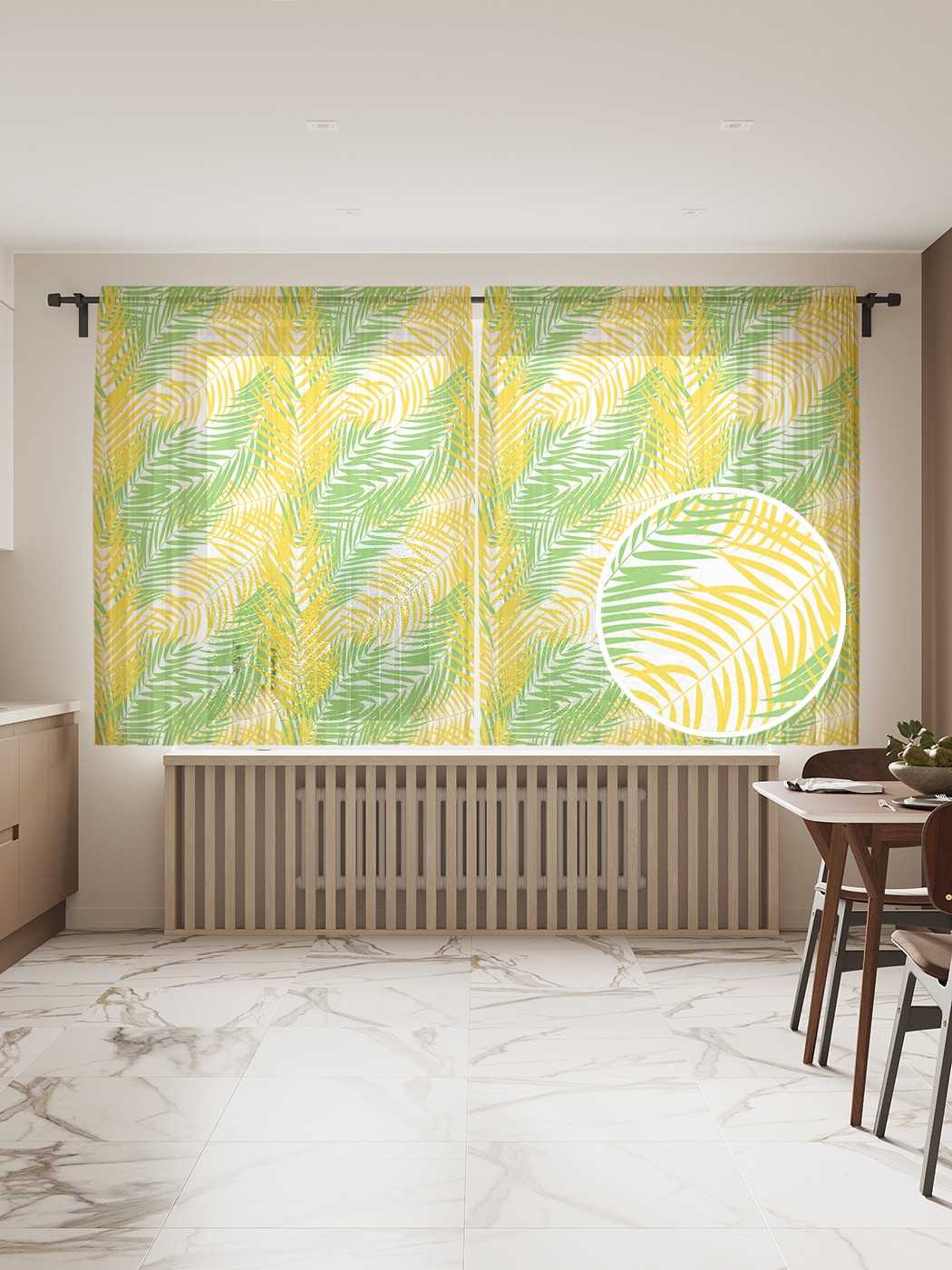 

Фототюль JoyArty "Летние листья пальм", 145x180см (2 полотна с лентой + 50 крючков), Летние листья пальм