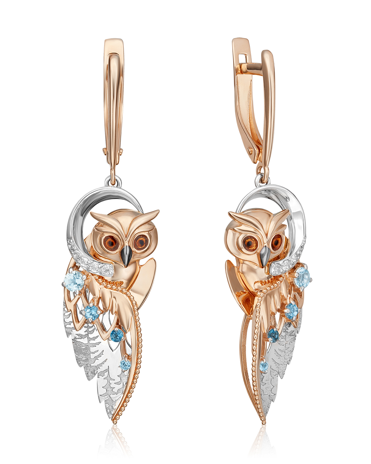 

Серьги подвески из красного золота/белого золота PLATINA jewelry 02-4890-00, эмаль/топаз, 02-4890-00