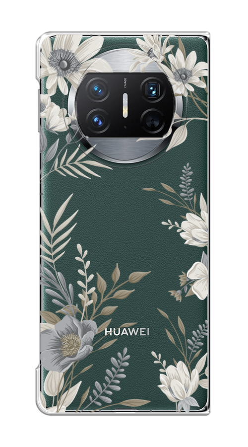 

Чехол на Huawei Mate X3 "Цветы сепия", Серый;прозрачный;зеленый;белый, 6122450-1