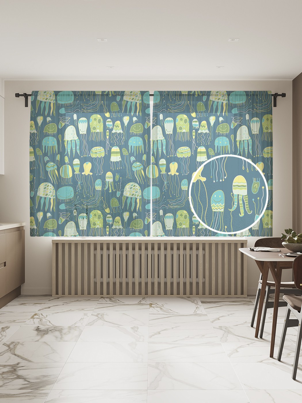 

Фототюль JoyArty "Разные осьминоги", 145x180 см (2 полотна со шторной лентой + 50 крючков), Разные осьминоги