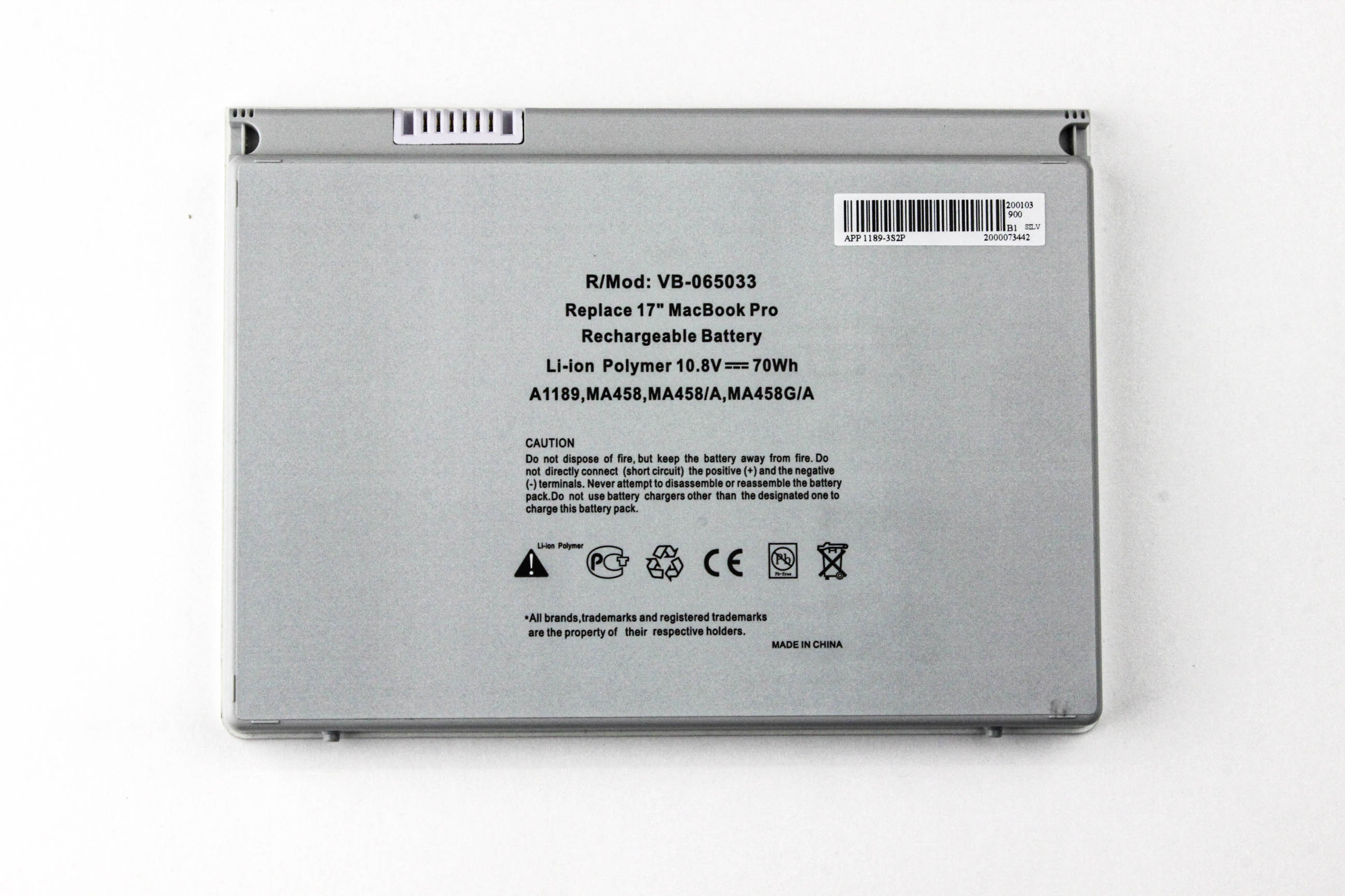 

Аккумулятор для ноутбука Apple A1189 A1261 (10.8V 70Wh)