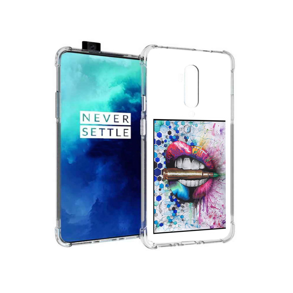 

Чехол MyPads Tocco для OnePlus 7T Pro разноцветные губы с пулей (PT139735.142.571), Прозрачный, Tocco