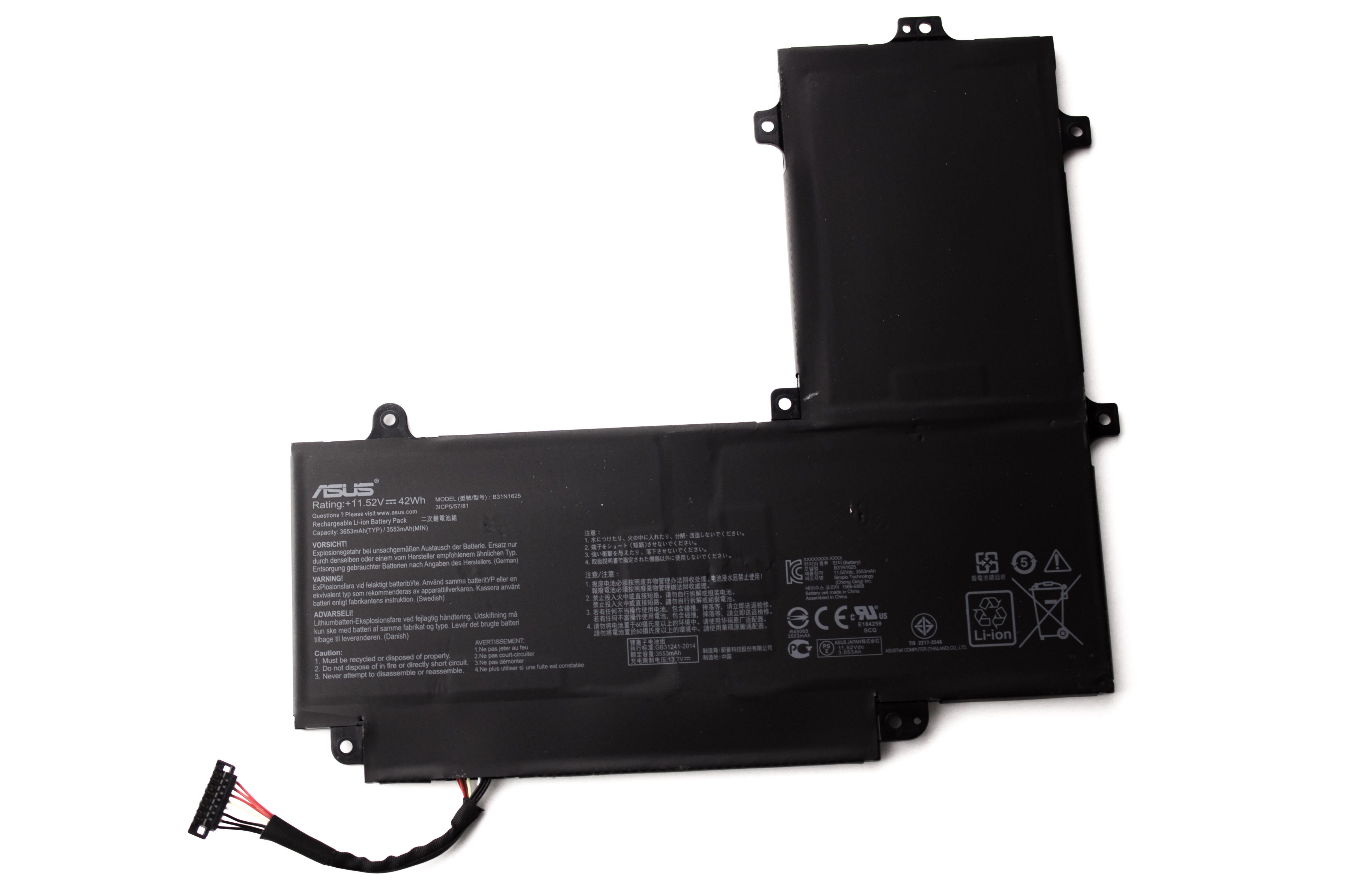 

Аккумулятор для ноутбука Asus TP203NA (11.52V 3653mAh) ORG B31N1625
