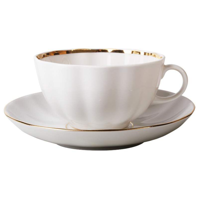 

Чашка с блюдцем Императорский фарфоровый завод Белоснежка 8741 Белый, золотистый, 8741