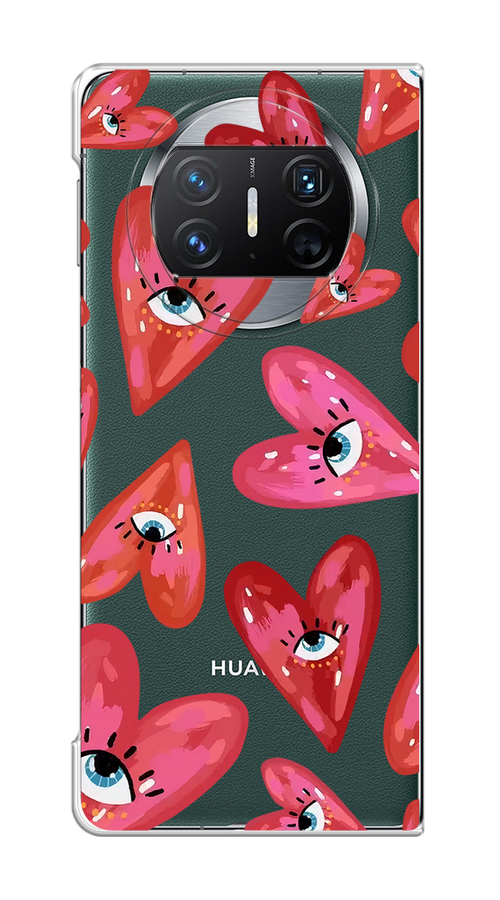 

Чехол на Huawei Mate X3 "Сердечки с глазами", Коричневый;красный;розовый, 6122450-1