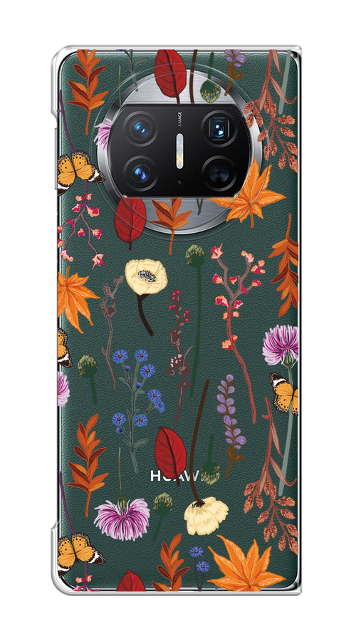 

Чехол на Huawei Mate X3 "Orange Purple flowers", Оранжевый;красный;розовый;желтый;прозрачный, 6122450-1