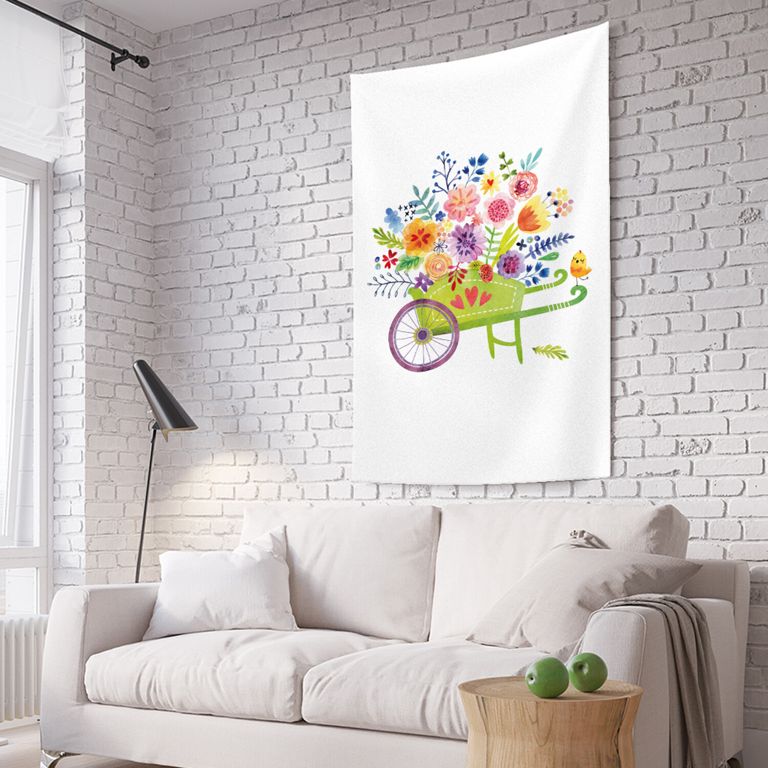 фото Вертикальное фотопанно на стену joyarty "тележка цветов", 150x200 см