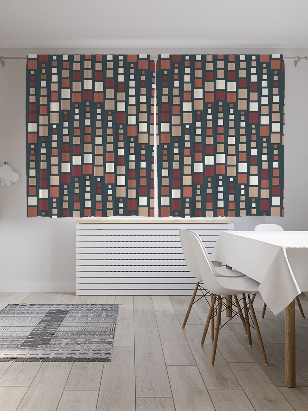 

Классические шторы JoyArty "Квадратные бисеры", Oxford DeLux, 2 полотна 145x180 см, Квадратные бисеры
