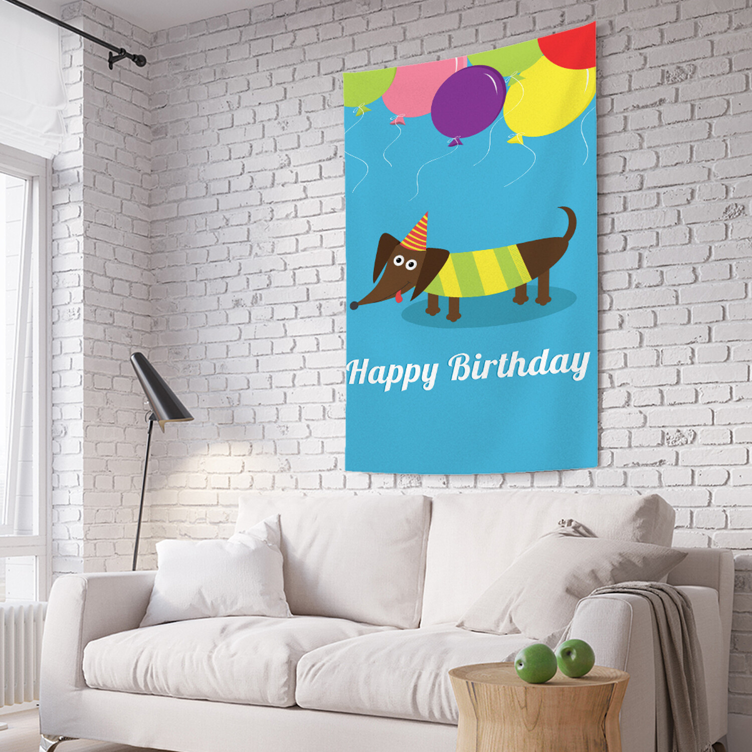 

Вертикальное фотопанно на стену JoyArty С днем рождения такса 150x200 см, С днем рождения такса