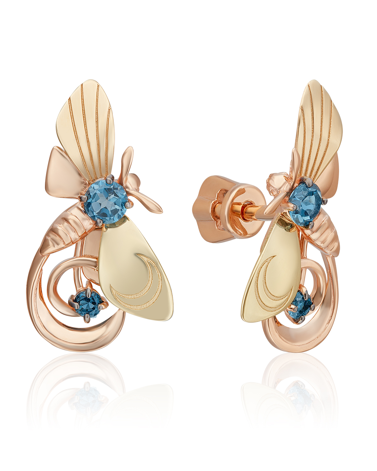 

Серьги из красного золота/желтого золота PLATINA jewelry 02-4860-00, топаз, 02-4860-00