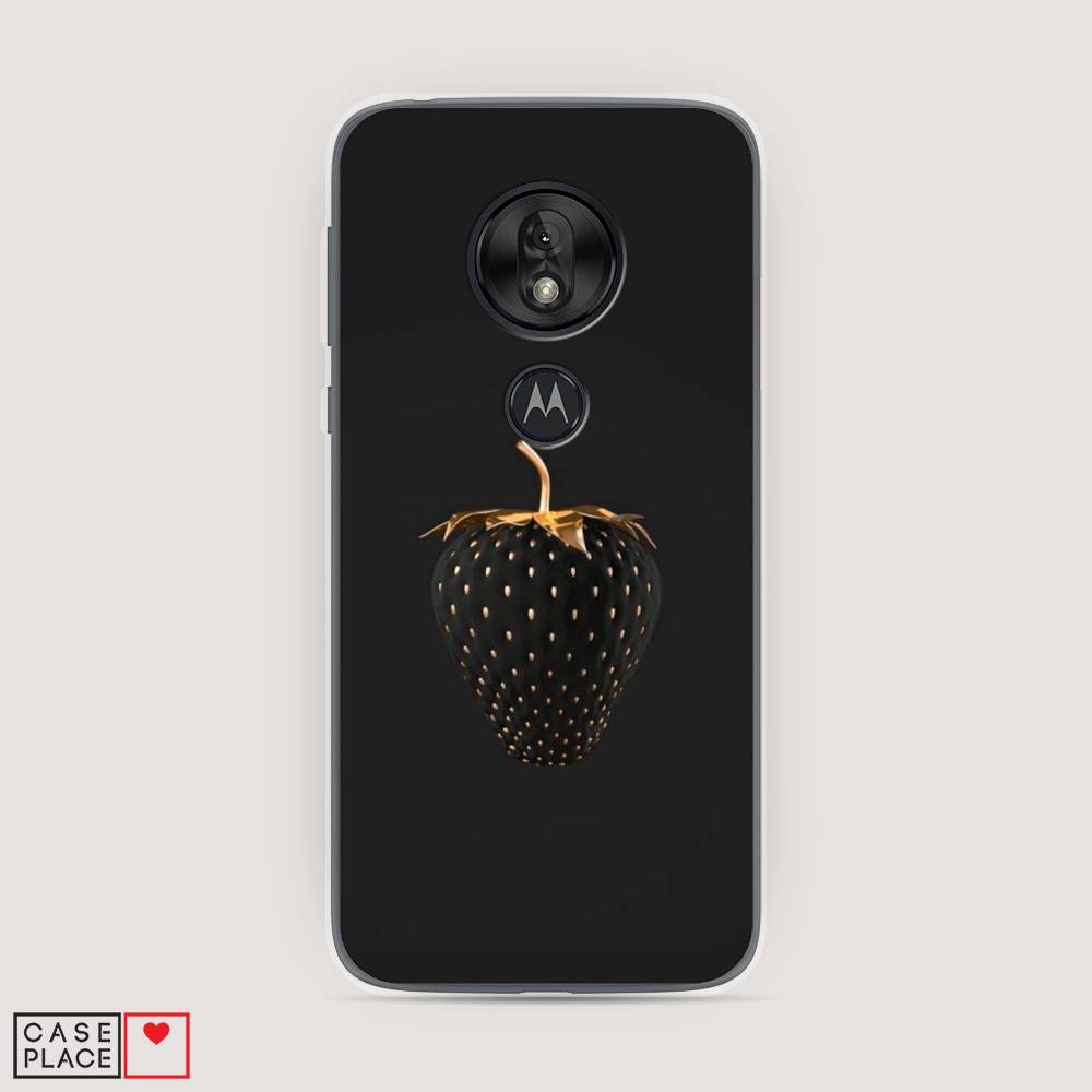 фото Чехол awog "черно-золотая клубника" для motorola moto g7 play