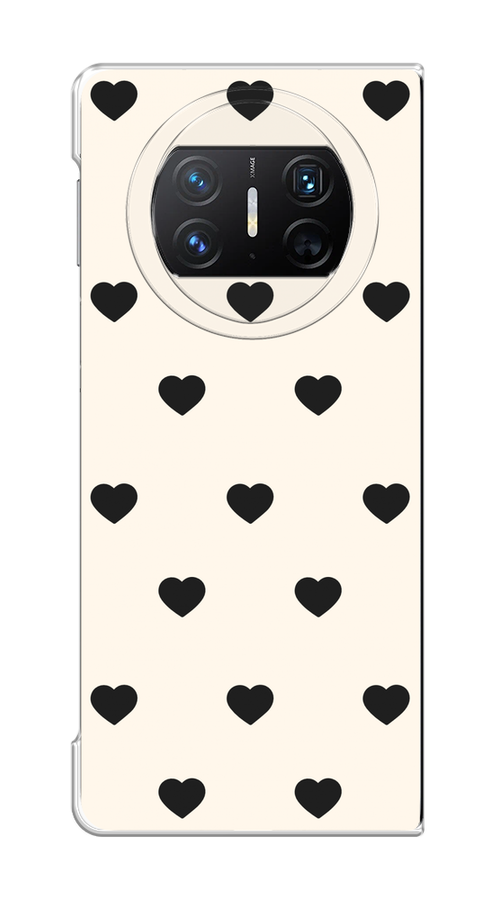 

Чехол на Huawei Mate X3 "Черные сердечки на белом", Черный;белый, 6122450-1