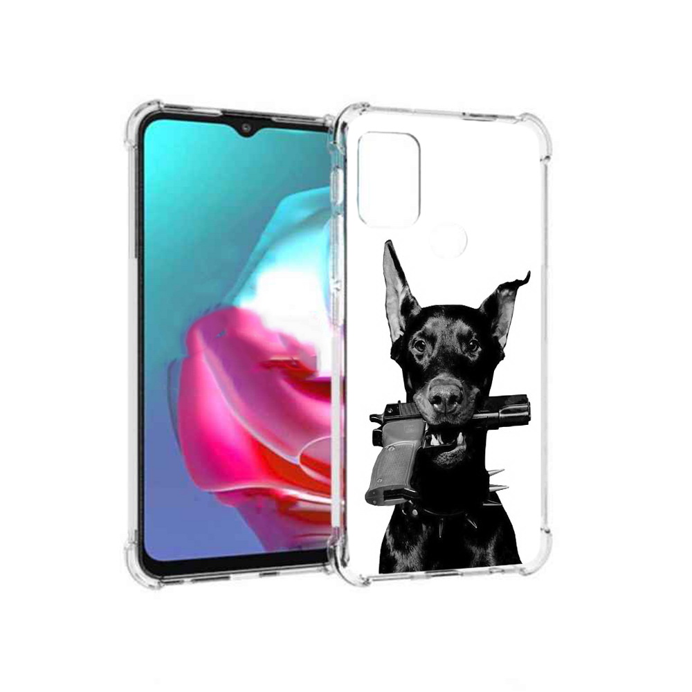

Чехол MyPads Tocco для Motorola Moto G доберман с пистолетом (PT227061.346.331), Прозрачный, Tocco