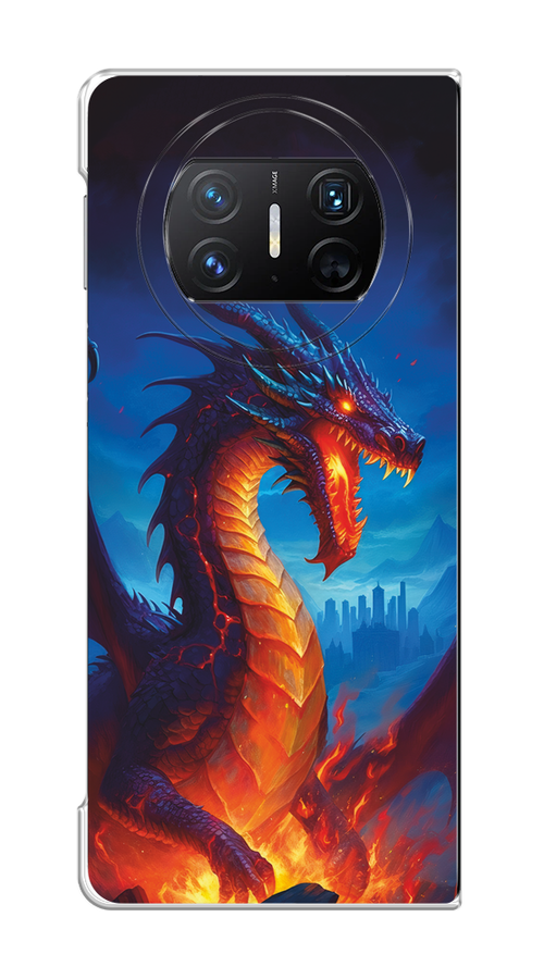 

Чехол на Huawei Mate X3 "Дракон над лавой", Оранжевый;коричневый;синий, 6122450-1