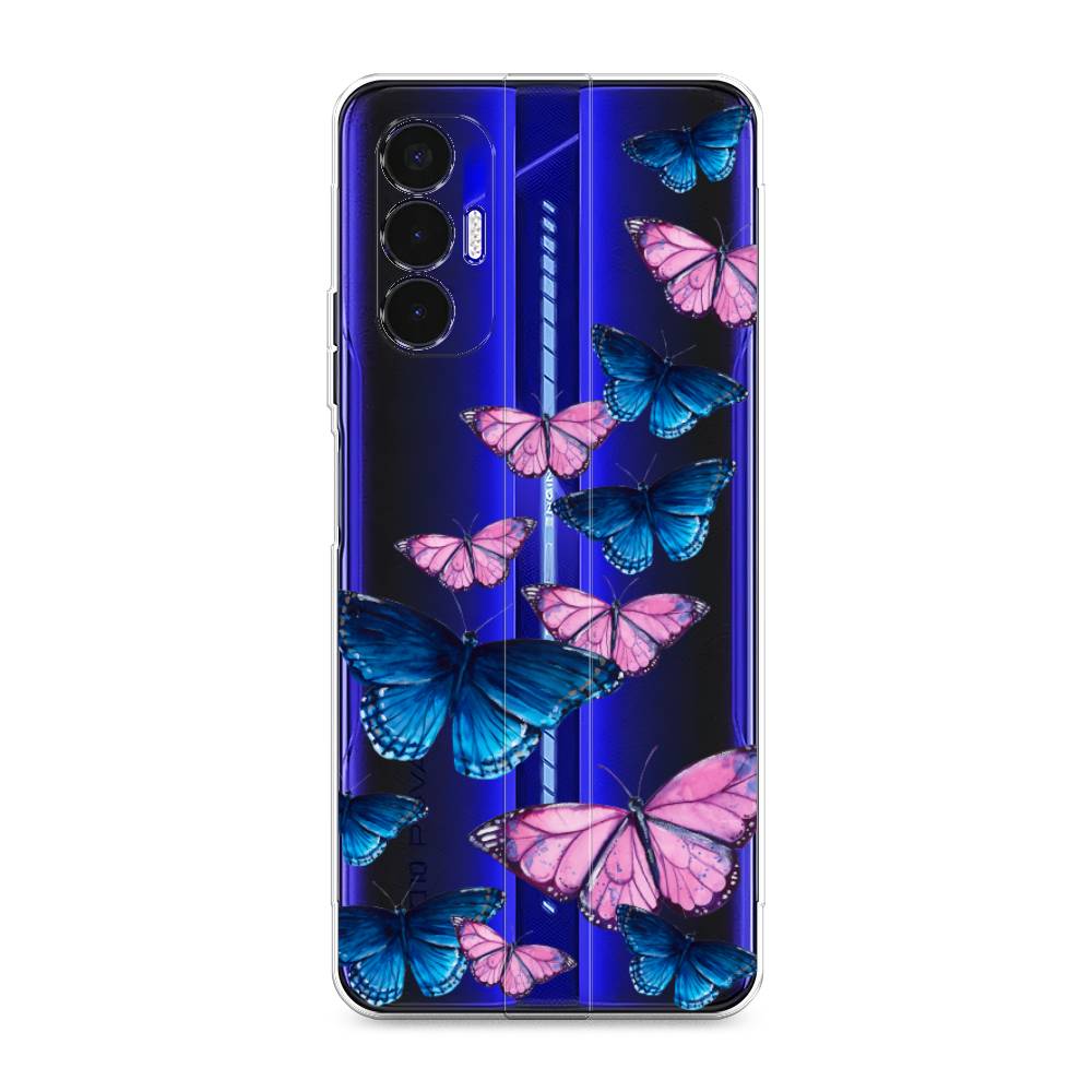 фото Силиконовый чехол "полет бабочек" на tecno pova 3 awog