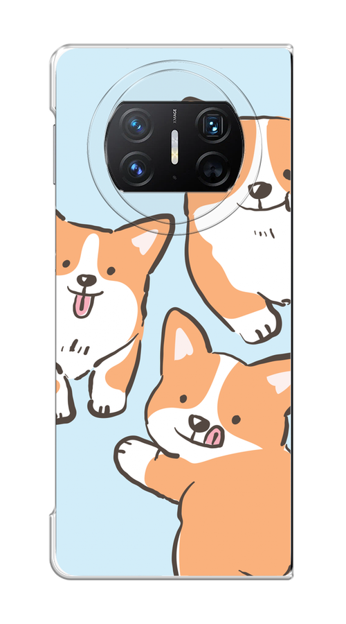 

Чехол на Huawei Mate X3 "Милые корги", Бежевый;голубой;коричневый, 6122450-1