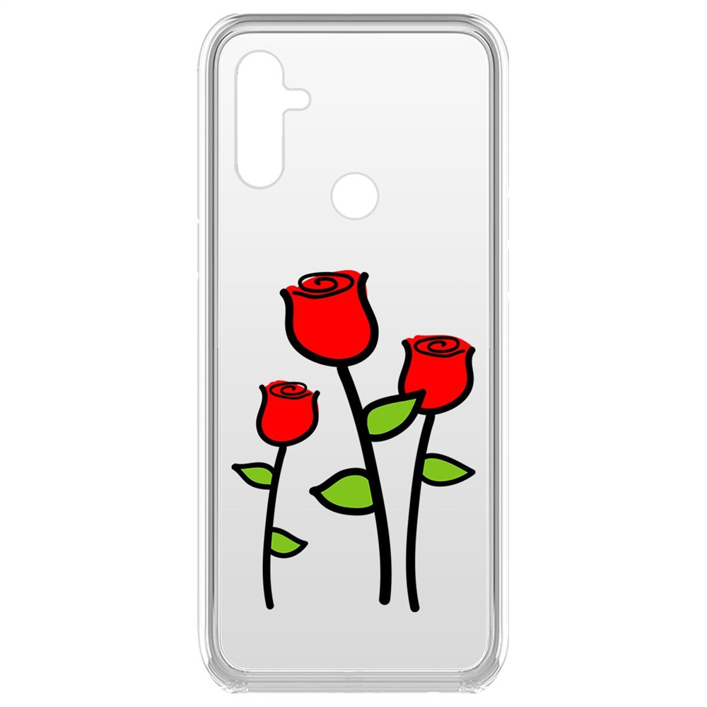 

Чехол-накладка Krutoff Clear Case Розочки для Realme C3, Прозрачный