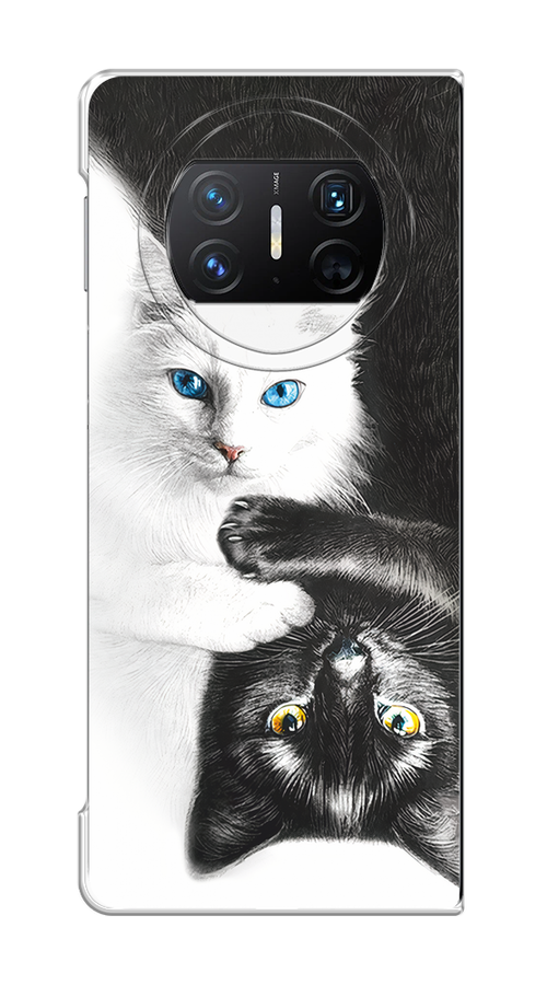 

Чехол на Huawei Mate X3 "Коты Инь-Янь", Черный;белый;голубой, 6122450-1