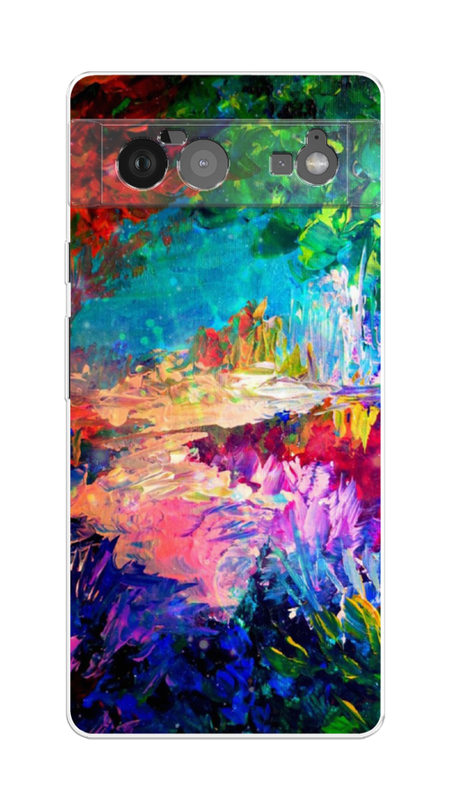 

Чехол на Google Pixel 6 "Лес-гуашь", Синий;розовый;зеленый, 270850-4