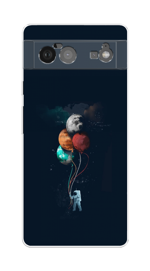 

Чехол на Google Pixel 6 "Космонавт с шариками", Разноцветный, 270850-4