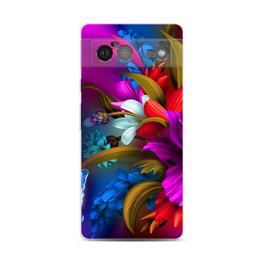 

Чехол для Google Pixel 6 "Фантастические цветы", Фиолетовый;красный;синий, 270850-2