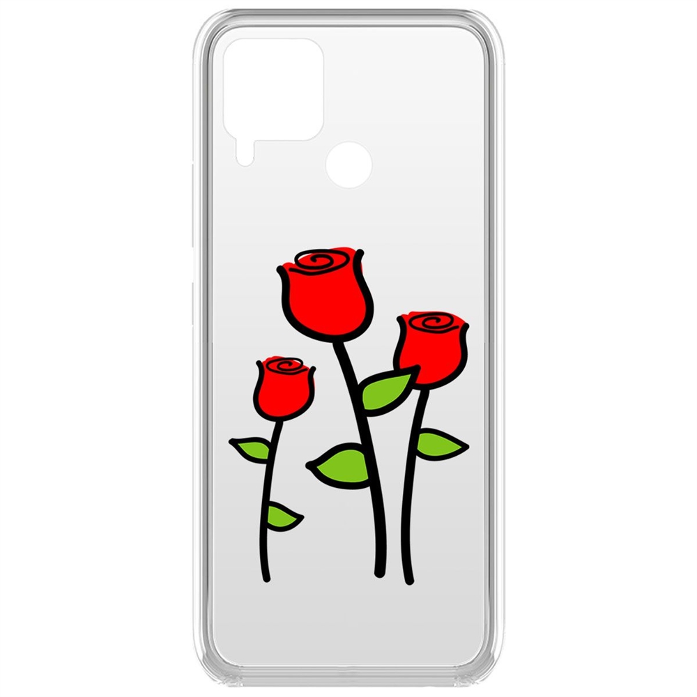 

Чехол-накладка Krutoff Clear Case Розочки для Realme C15