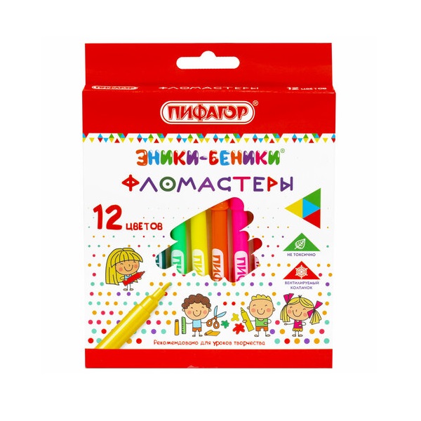 Фломастеры ПИФАГОР ЭНИКИ-БЕНИКИ 12 шт 1334₽