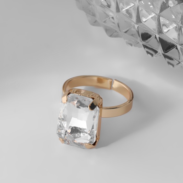 

Кольцо Классика прямоугольник, цвет белый в золоте, безразмерное