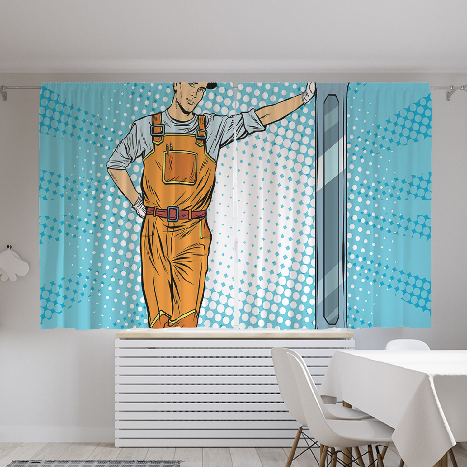 

Классические шторы JoyArty "Автомеханик", серия Oxford DeLux, 2 полотна 145x180 см, Автомеханик