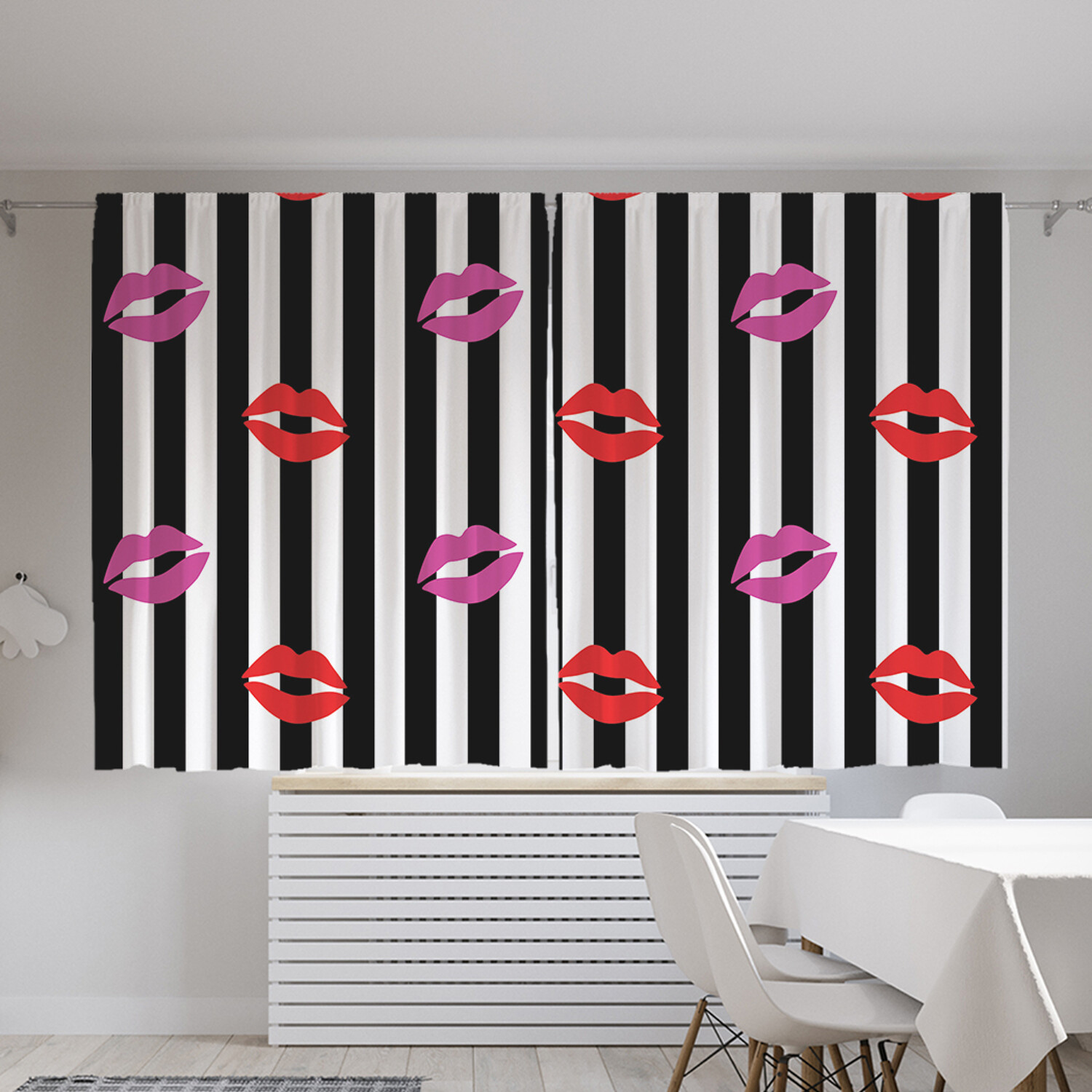 

Классические шторы JoyArty "Полосатый поцелуй", серия Oxford DeLux, 2 полотна 145x180 см, Полосатый поцелуй