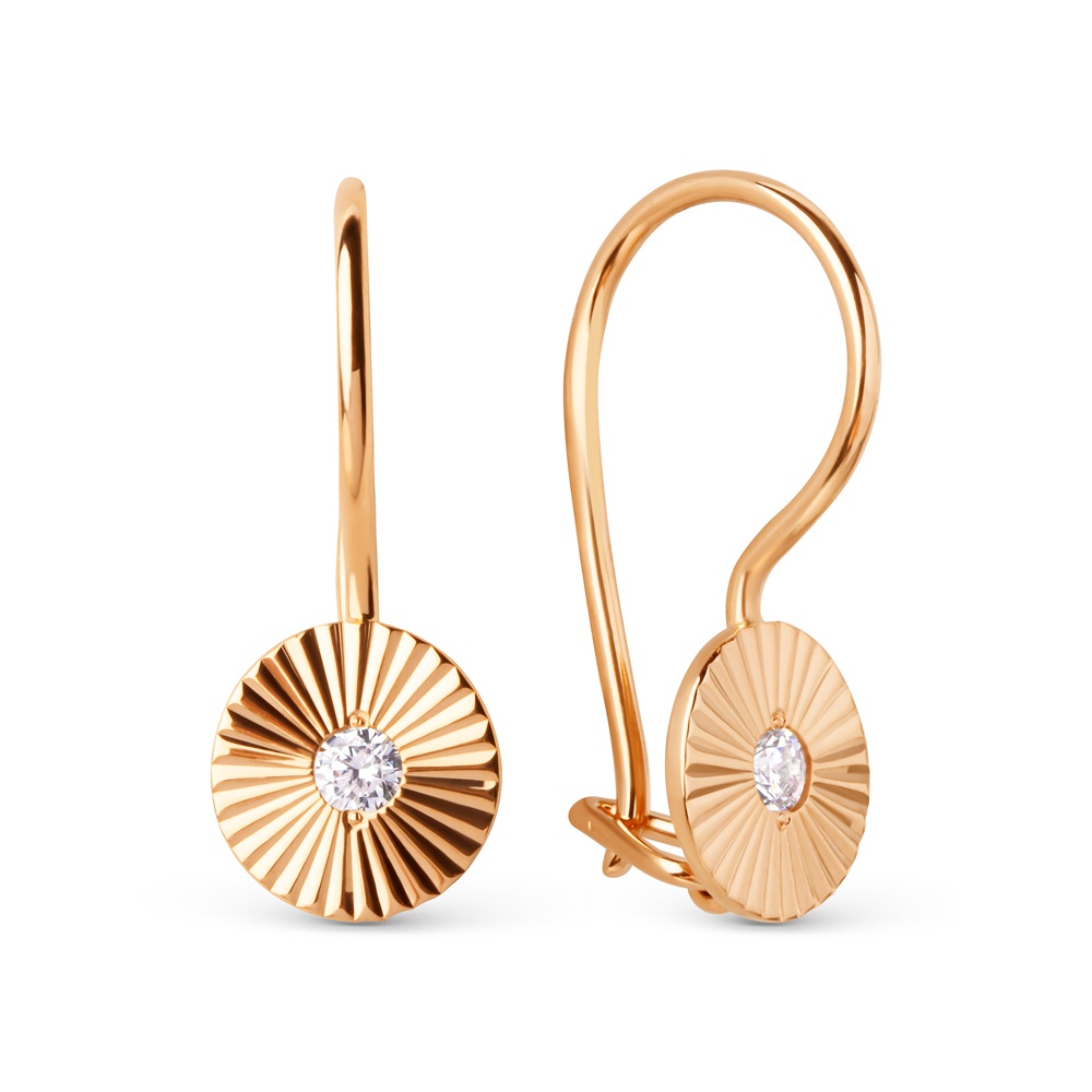 

Серьги из красного золота 585Gold 602001795, фианит, 602001795