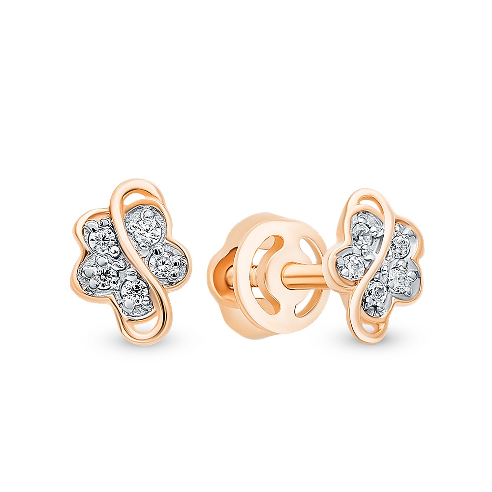 

Серьги из красного золота 585Gold 302007026, фианит, 302007026