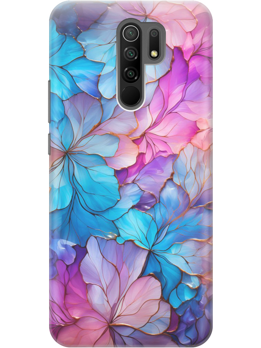 

Силиконовый чехол на Xiaomi Redmi 9 с рисунком "Цветочный витраж", Голубой;розовый, 20000748